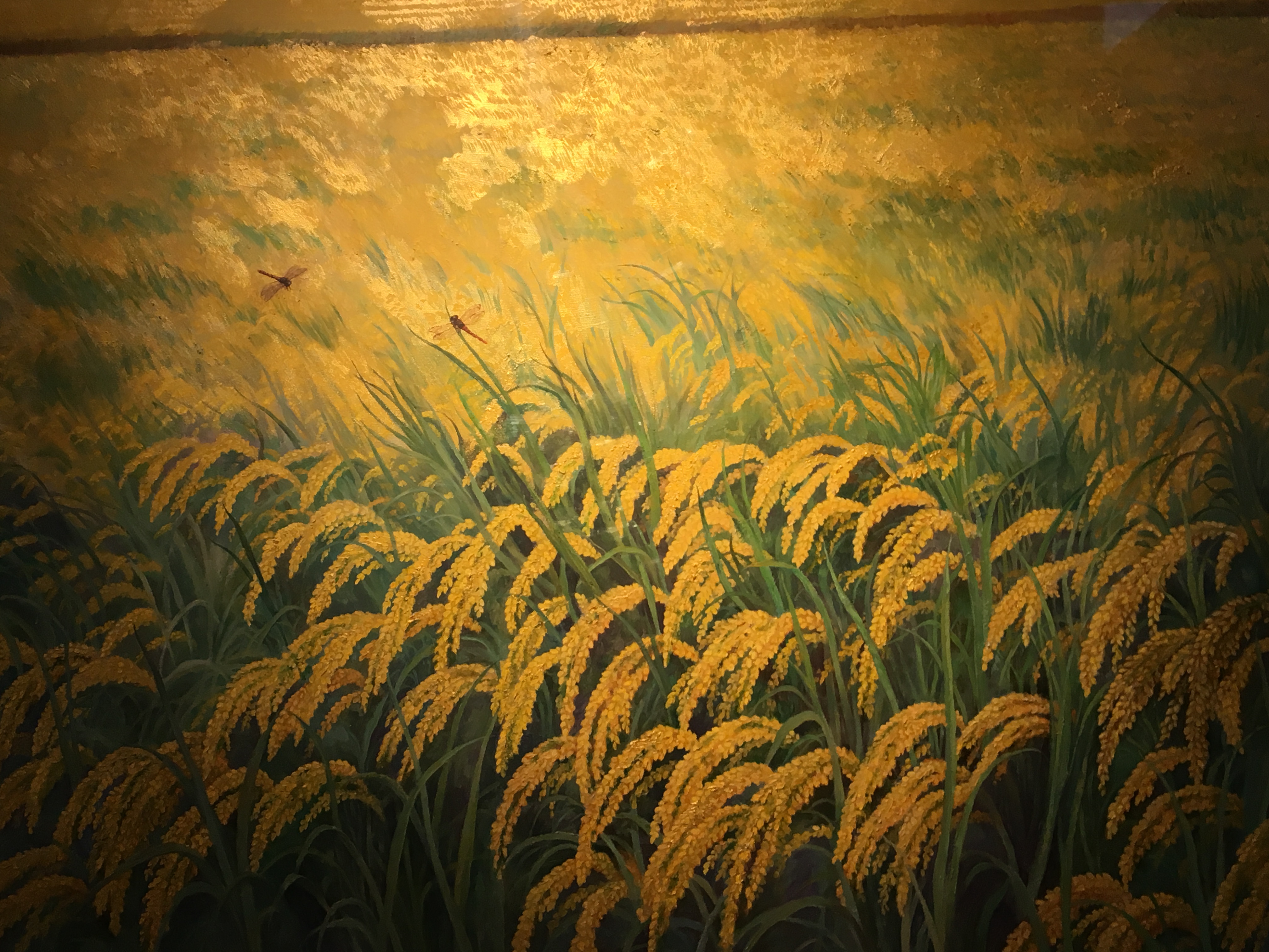 劉子平，《金色稻禾》細節，130 x 162 cm，油彩、壓克力、綜合媒材、畫布，2019。
