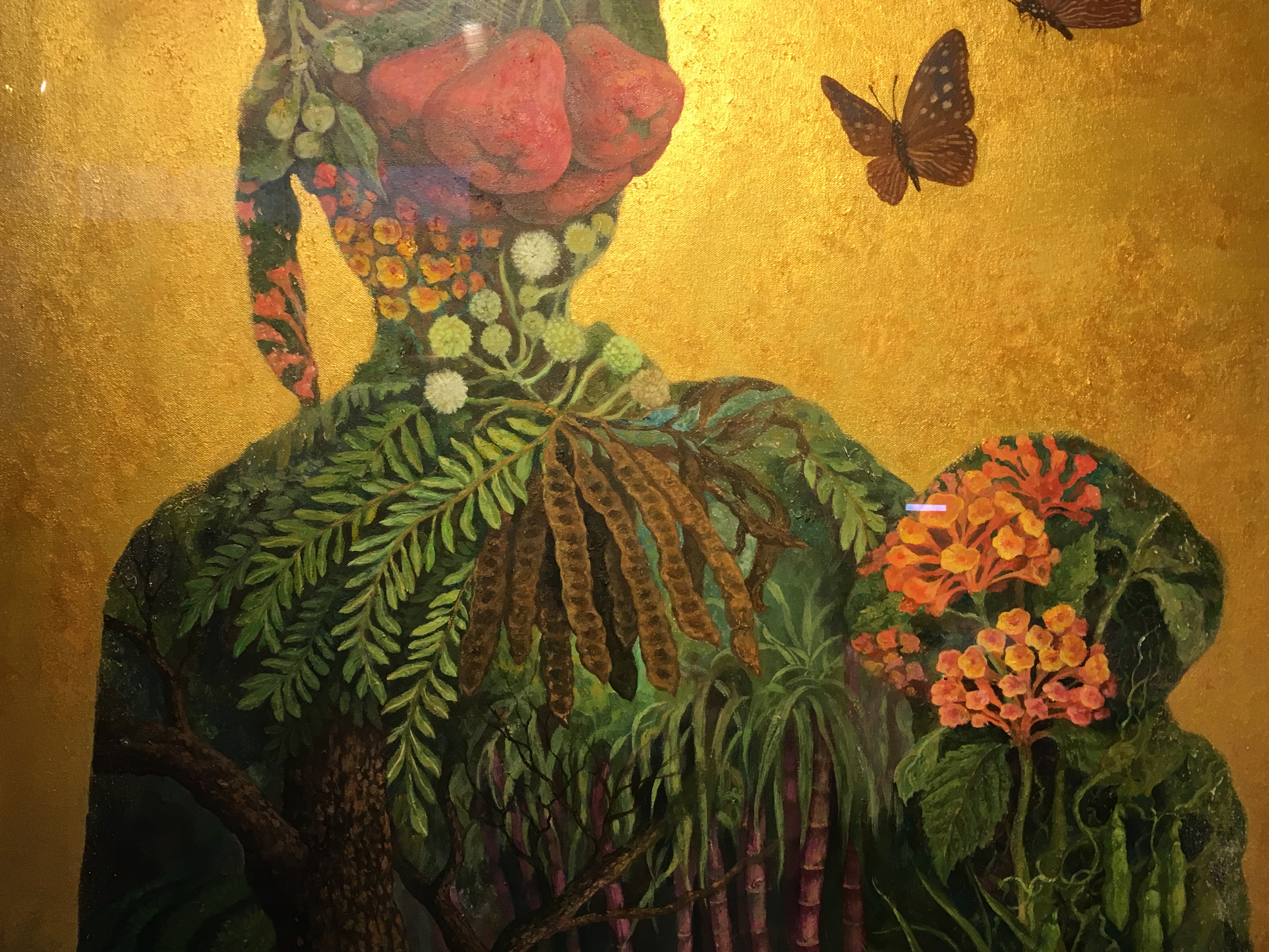 劉子平，《母與子》細節，100 x 80 cm，油彩、壓克力、綜合媒材、畫布，2019。