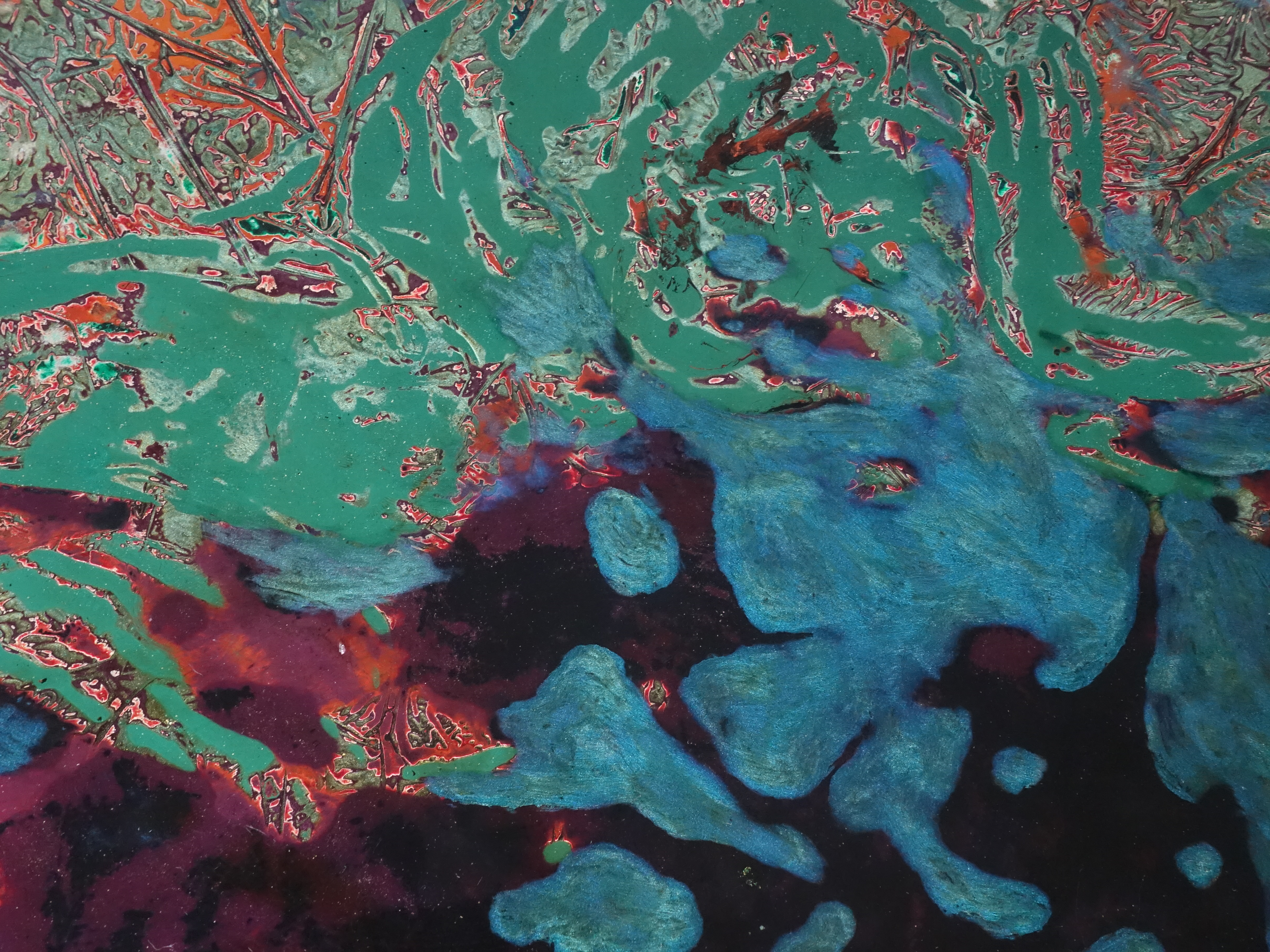 阮春綠，《塵32》細節，D45 x H6 cm，漆畫，2018。