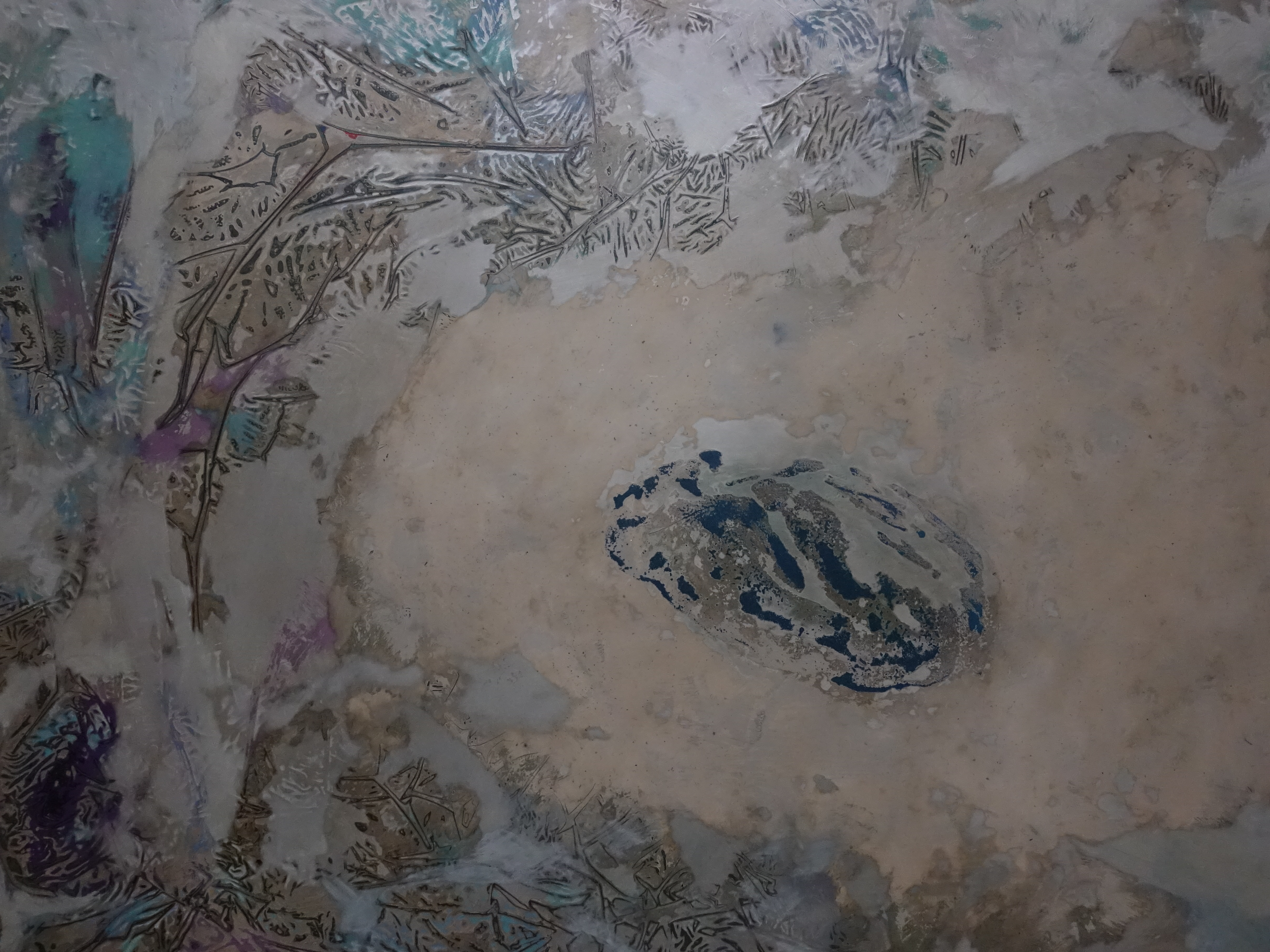 阮春綠，《塵41》細節，80 x 60 cm，漆畫，2018。