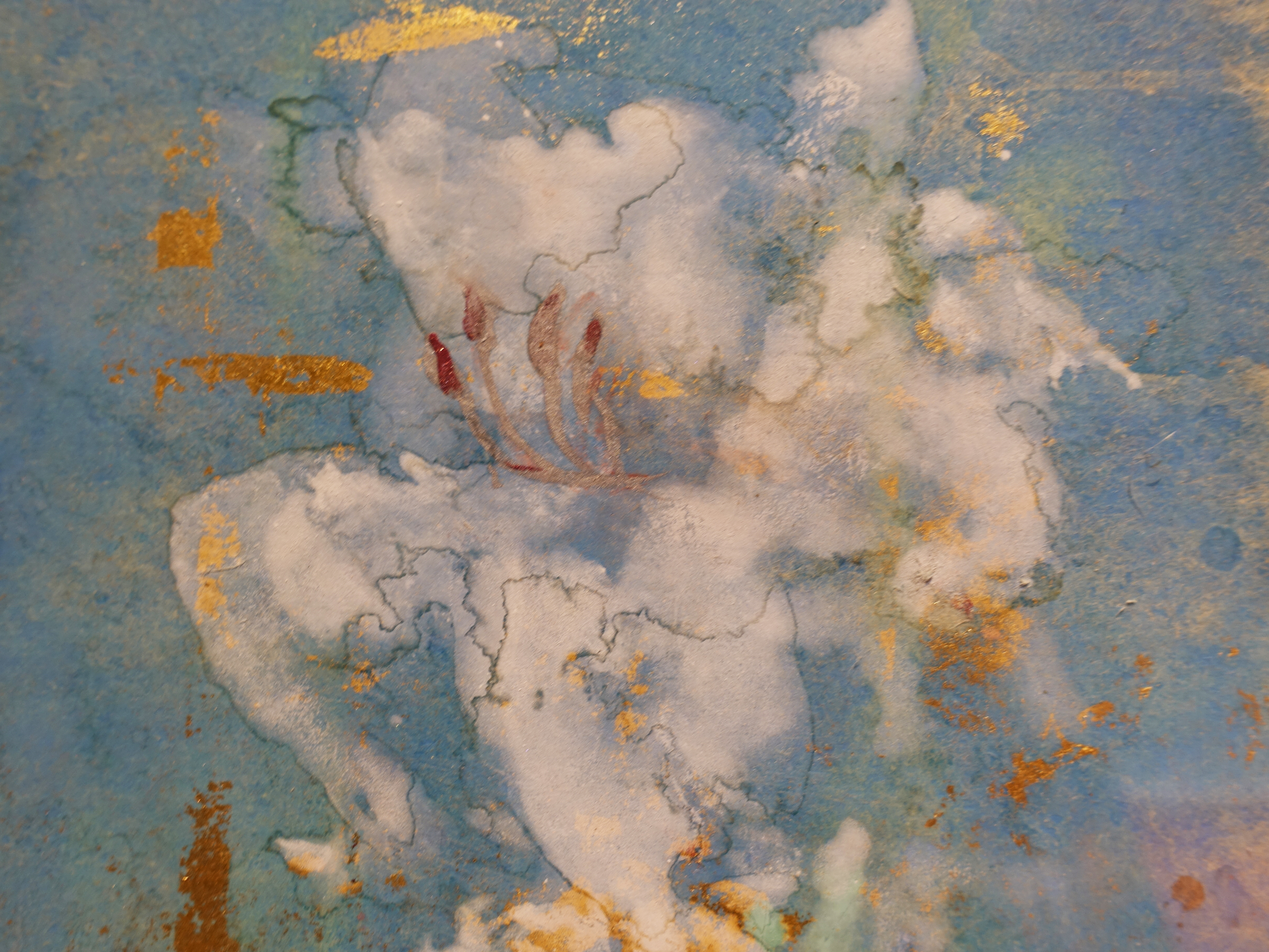 Makoto Fujimura，《Consider I 》細節，30 x 22.3 cm，天然礦物顏料、金、雲肌紙，2017。