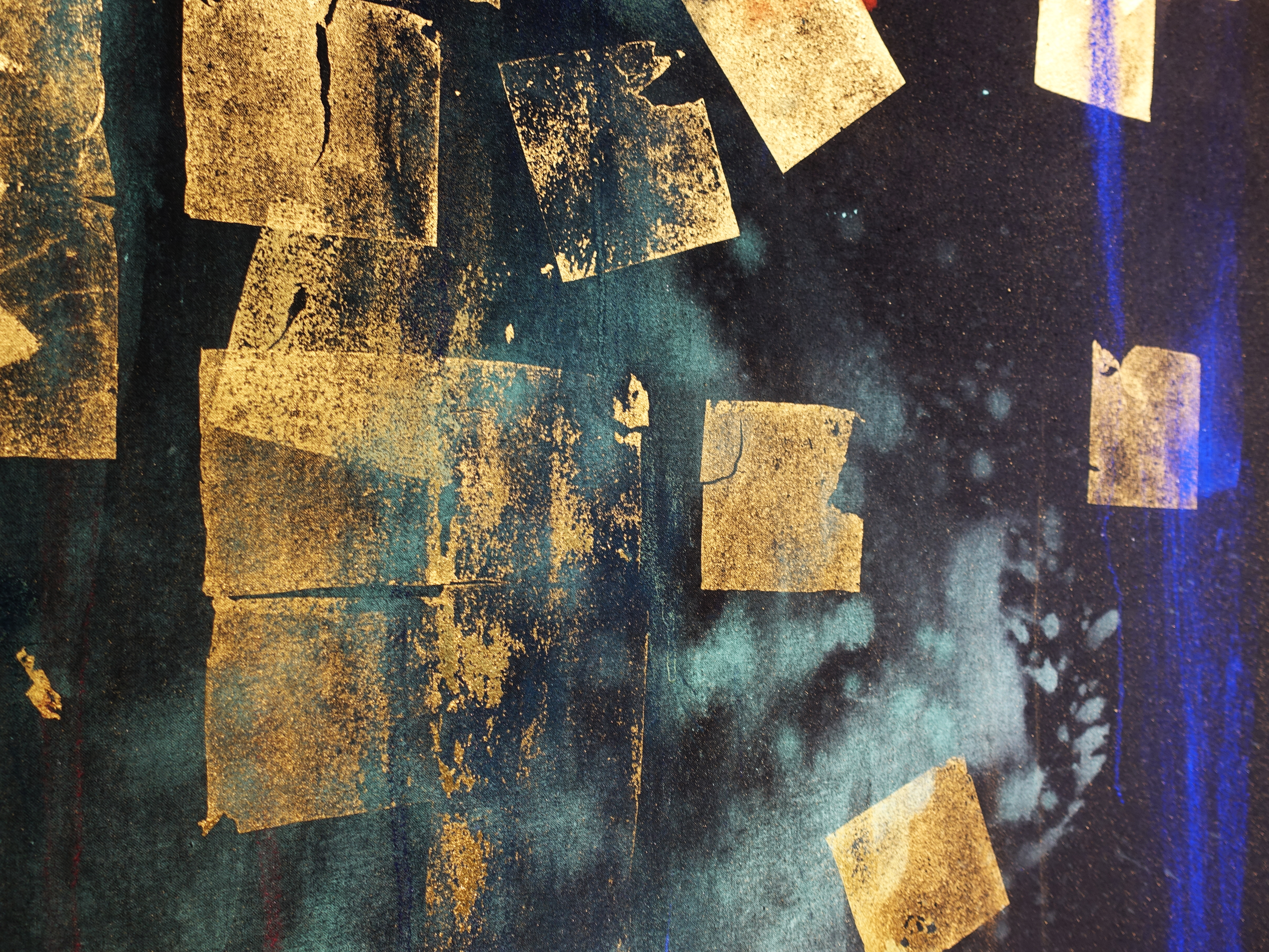 Makoto Fujimura，《Soliloquies - Joy》細節，203 x 163 cm，天然礦物顏料、金箔、比利時亞麻畫布，2009。