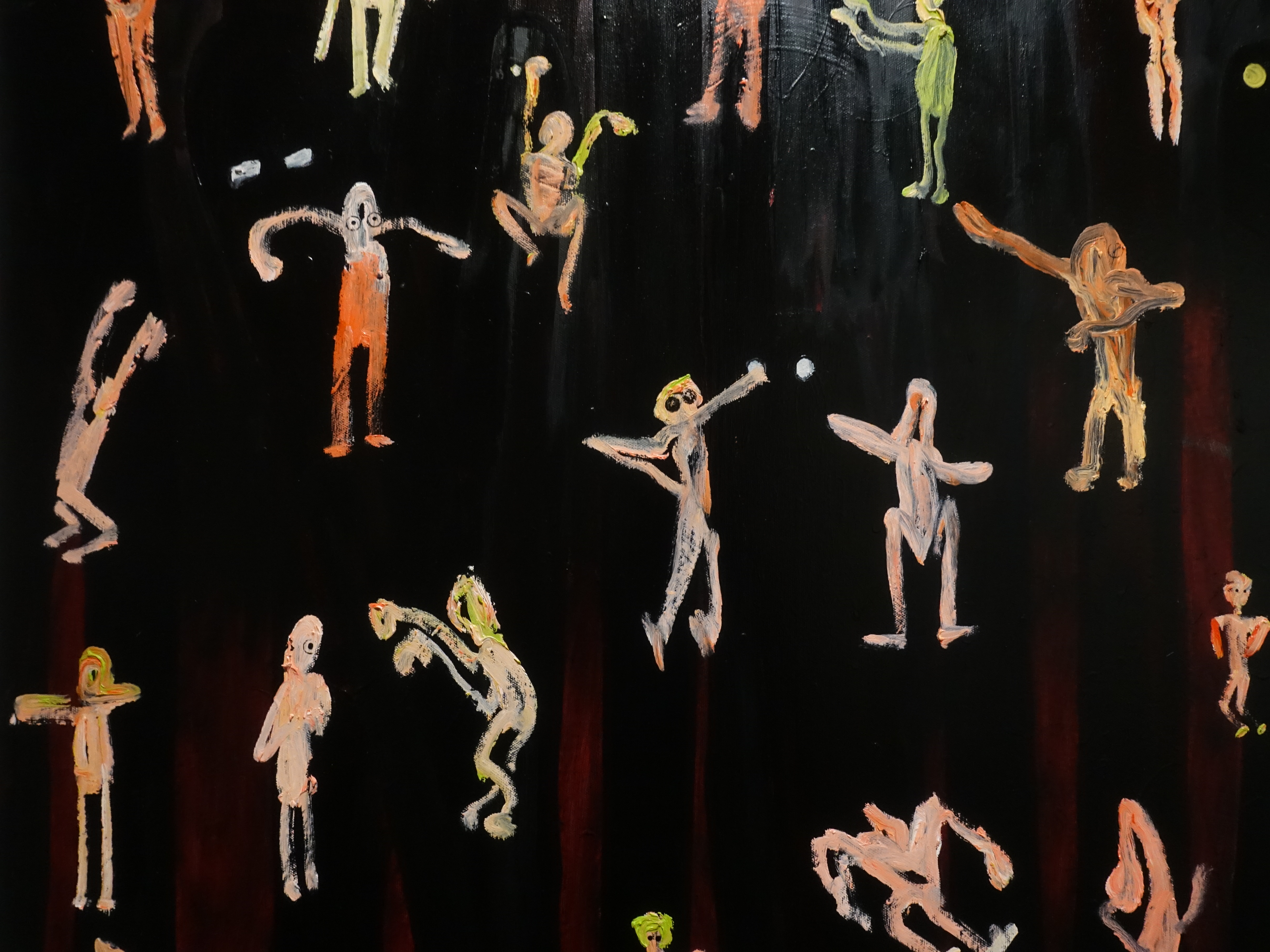 蕭筑方，《橘色趴踢》細節，117 x73 cm，油彩、畫布，2019。