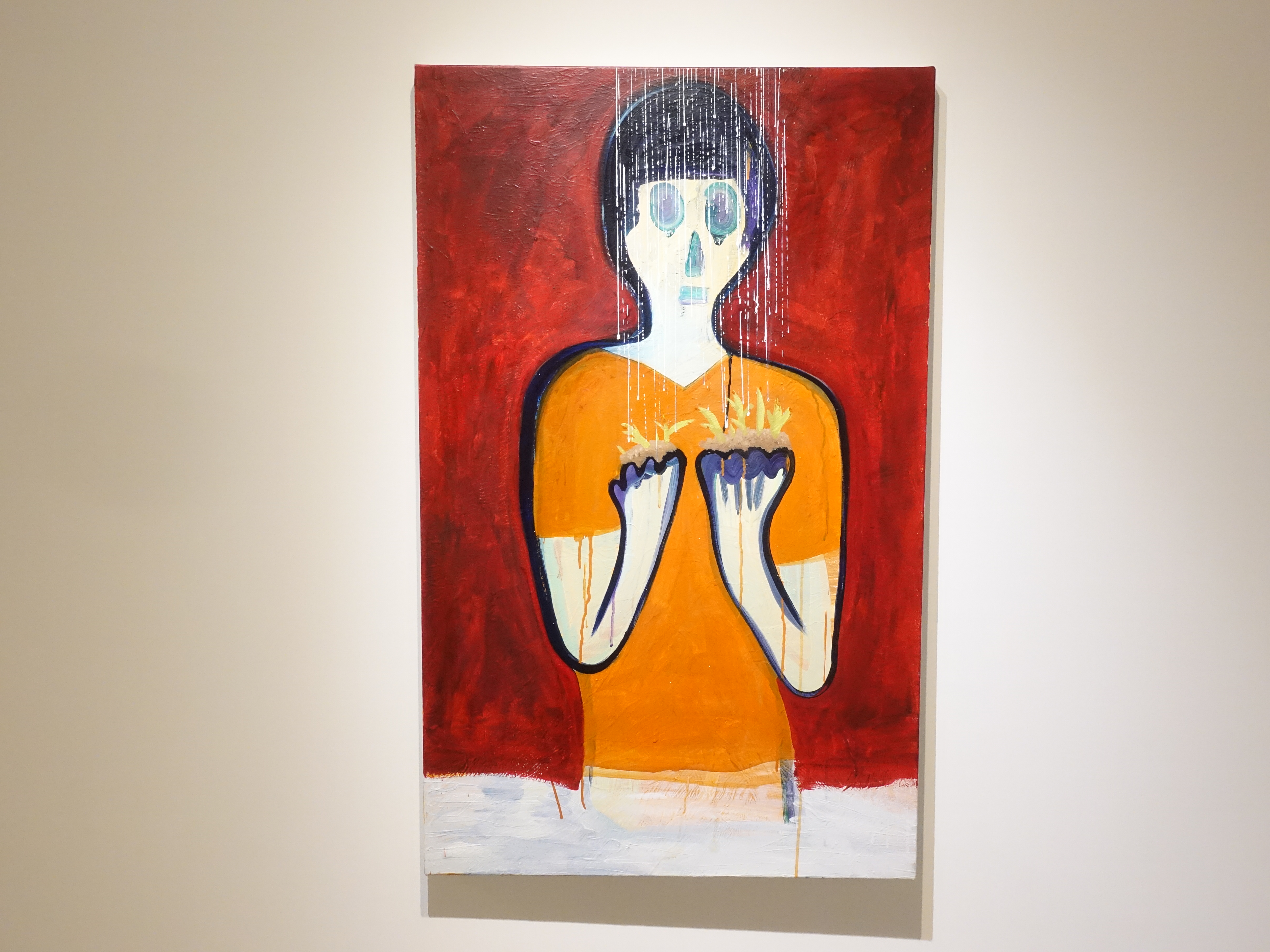蕭筑方，《下在手心的雨》，117 x 73 cm，壓克力顏料、油彩、畫布，20２０。