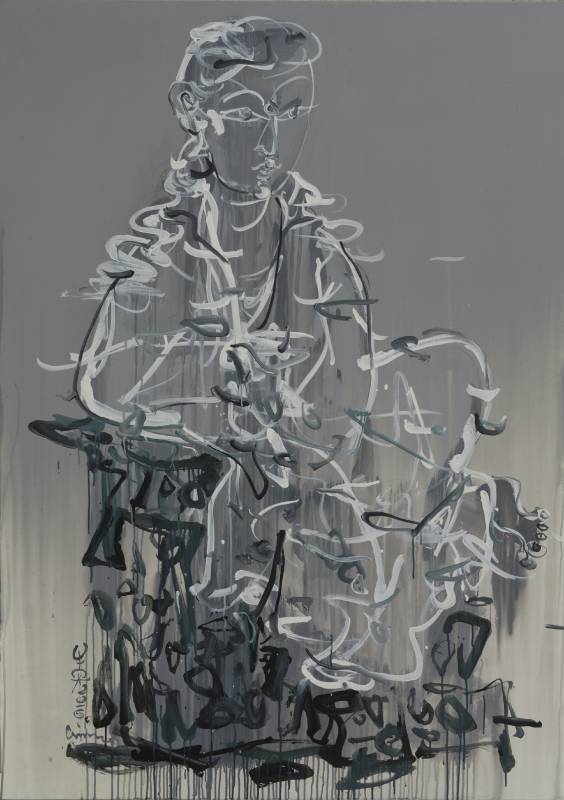   牛安 Ann Niu / 石上觀音-F Guan Yin On the Stone-F 168x120cm 畫布壓克力 Acrylic  on canvas  2016