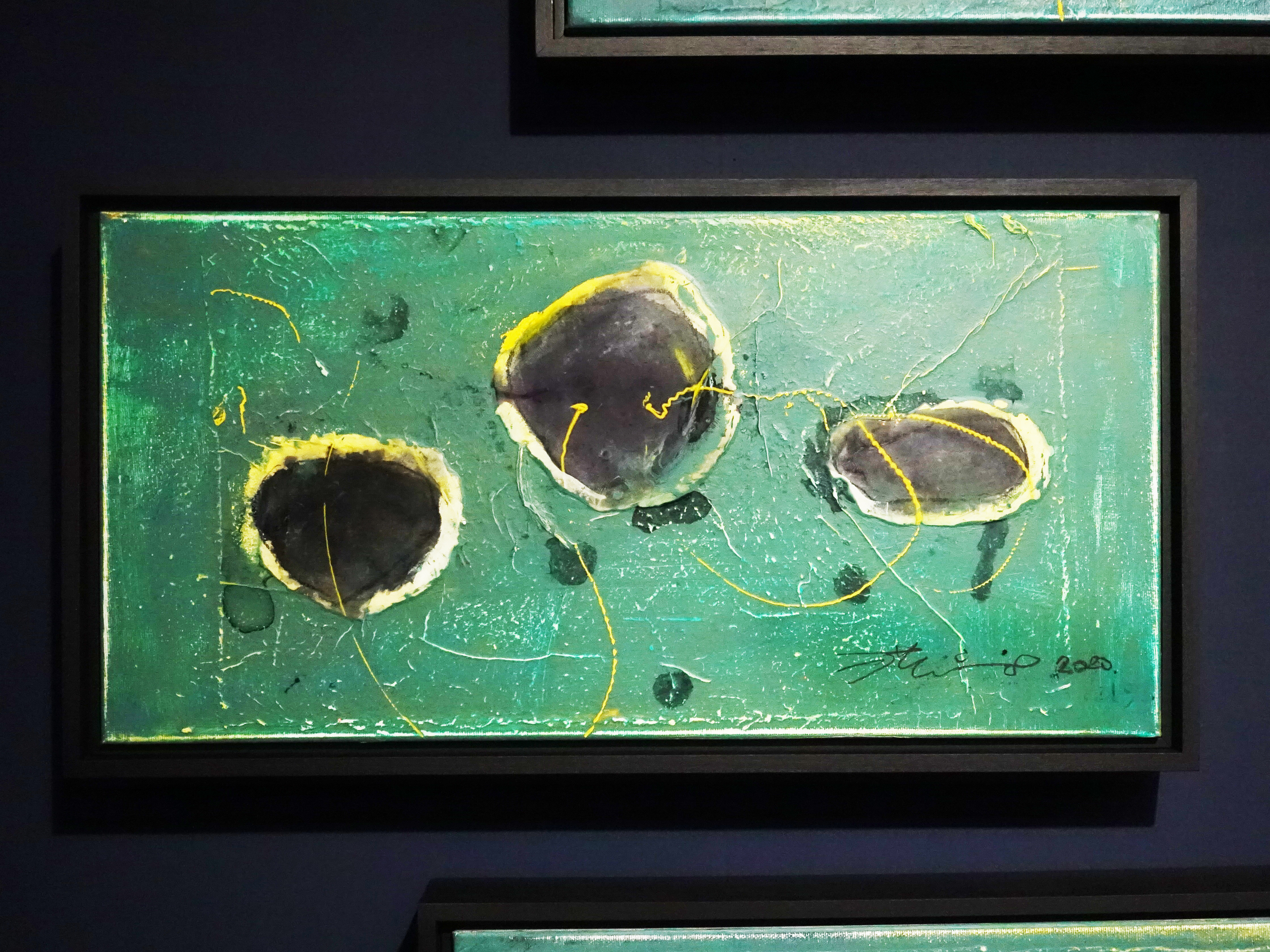 洪明爵，《海洋印記IX》，60 x30 cm，複合媒材，2020。