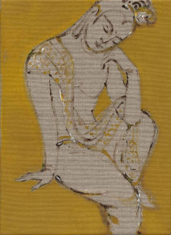 曾亞琪，〈睡佛 (金)〉，壓克力、畫布， 33 x 24 cm，2019。圖/多納藝術提供