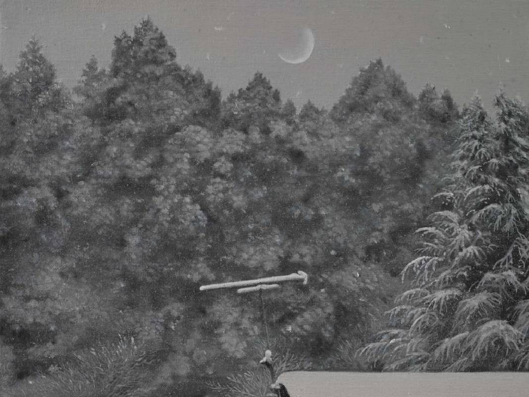 下雪的夜 Snowy Night／Fu Tso-Hsin 傅作新 (Taiwan, 1971-)／oil on canvas 油彩、畫布／34 x 45 cm 圖/多納藝術提供