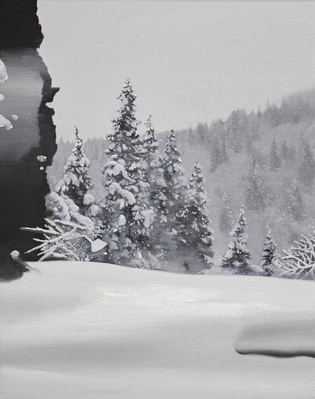 傅作新，《雪中影》，油彩、畫布，47 x 36.5 cm，2019。©多納藝術 Donna Art & Consulting