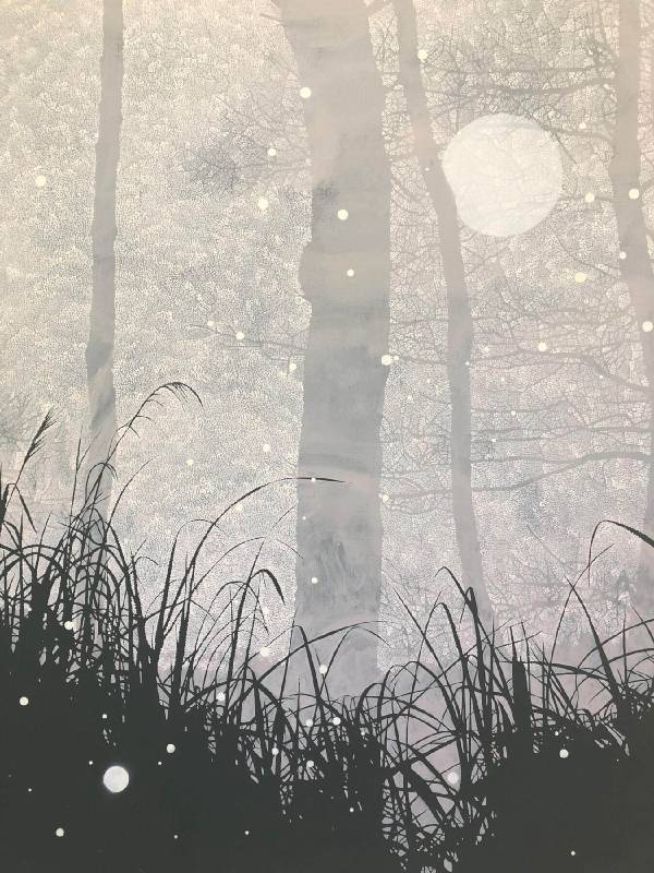 傅作新(1971-)，《下雪了A》，油彩於畫布，116.5 x 91 cm，2019。©多納藝術 Donna Art & Consulting