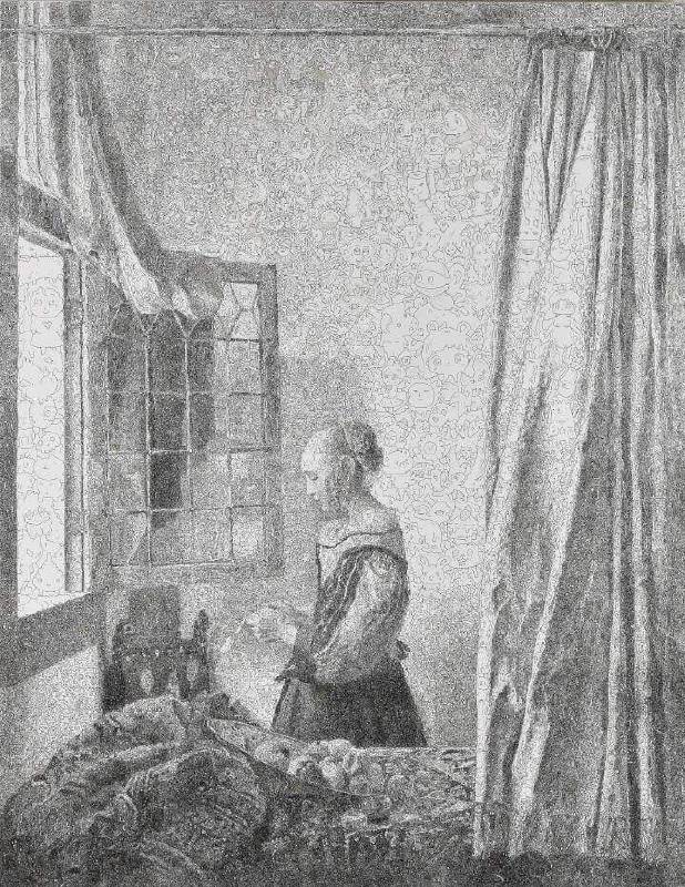 〈心之所嚮〉（2017），題本為維梅爾〈窗前讀信的女孩〉。