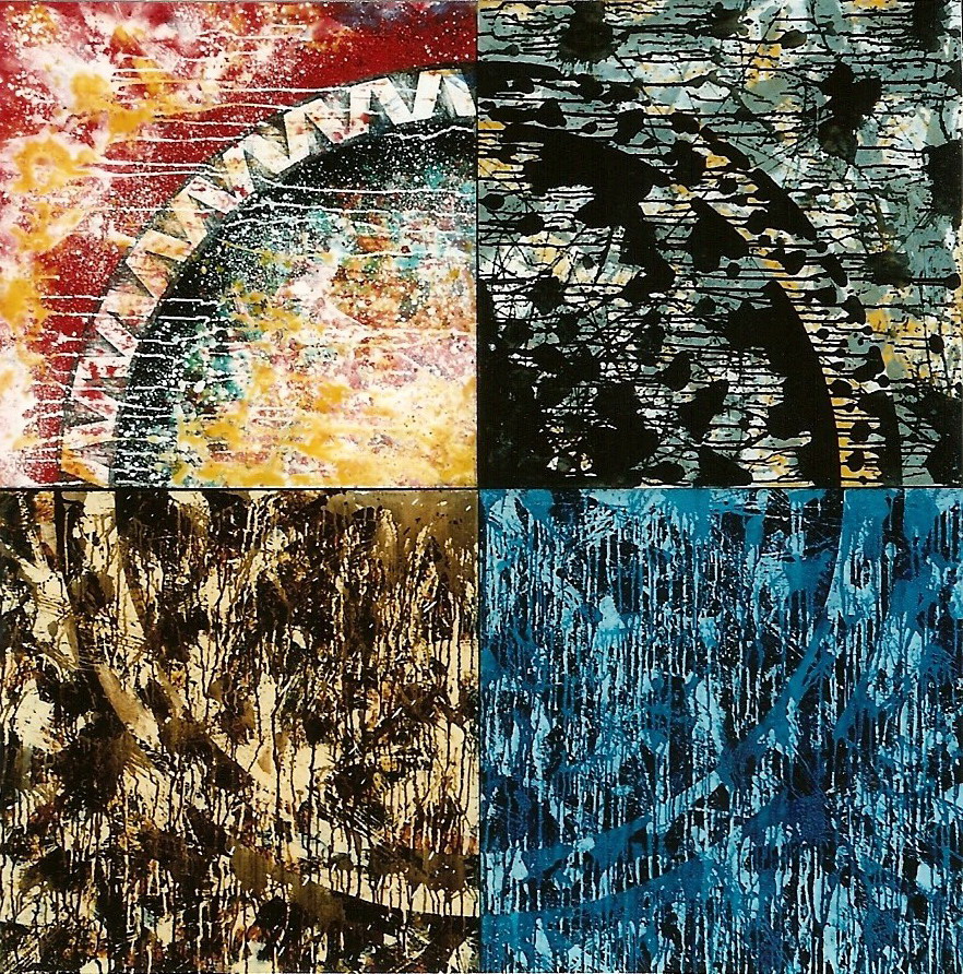 楊仁明 大光環-狩獵中的光環 1996 炭精筆 油彩 160x160cm