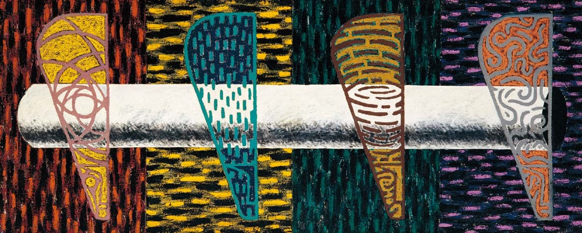 楊仁明 摸象的知識份子 1994 油彩 200x80cm