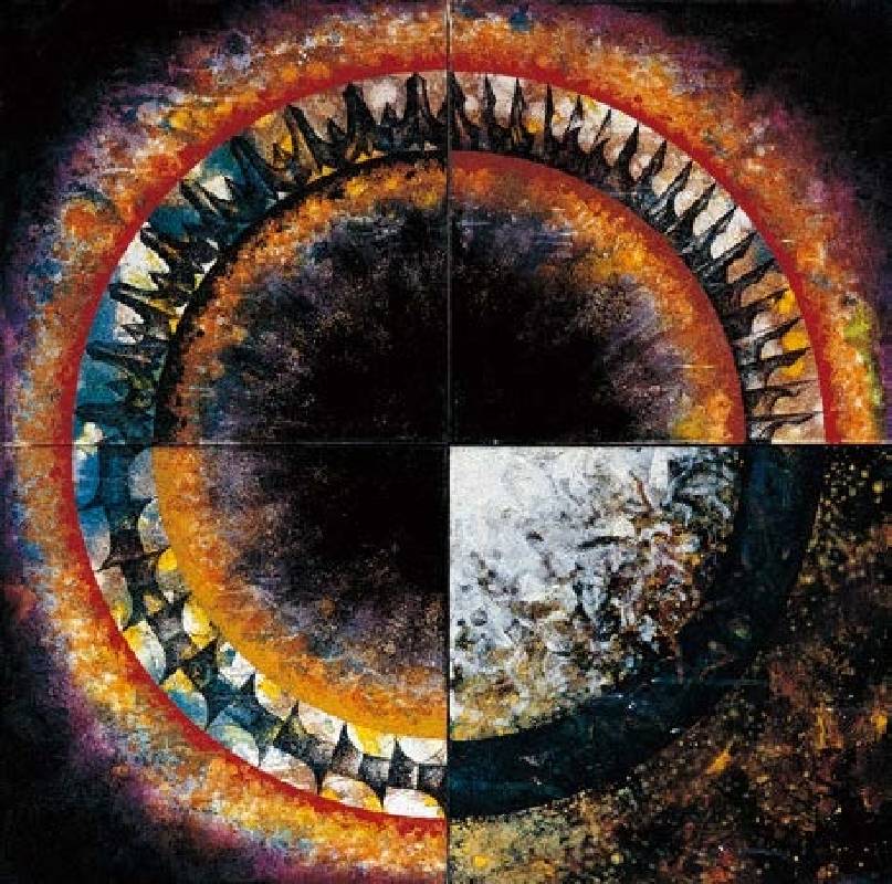楊仁明 大光環 - 轉形中的光環（四聯幅）  1996 油彩 100x100