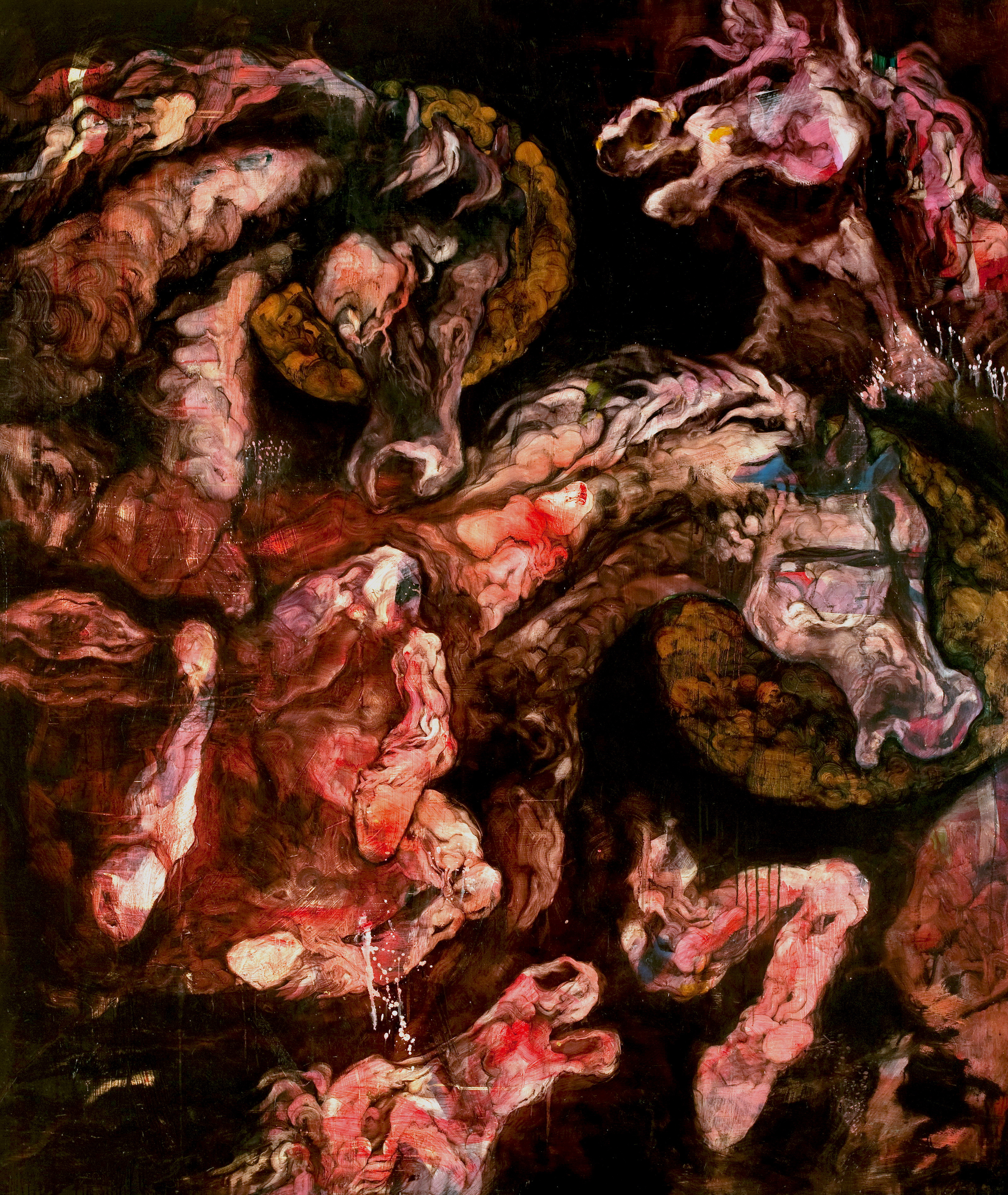 常陵 五花肉系列-肉宗教-烈馬巡 2008 油彩 227x191.5cm