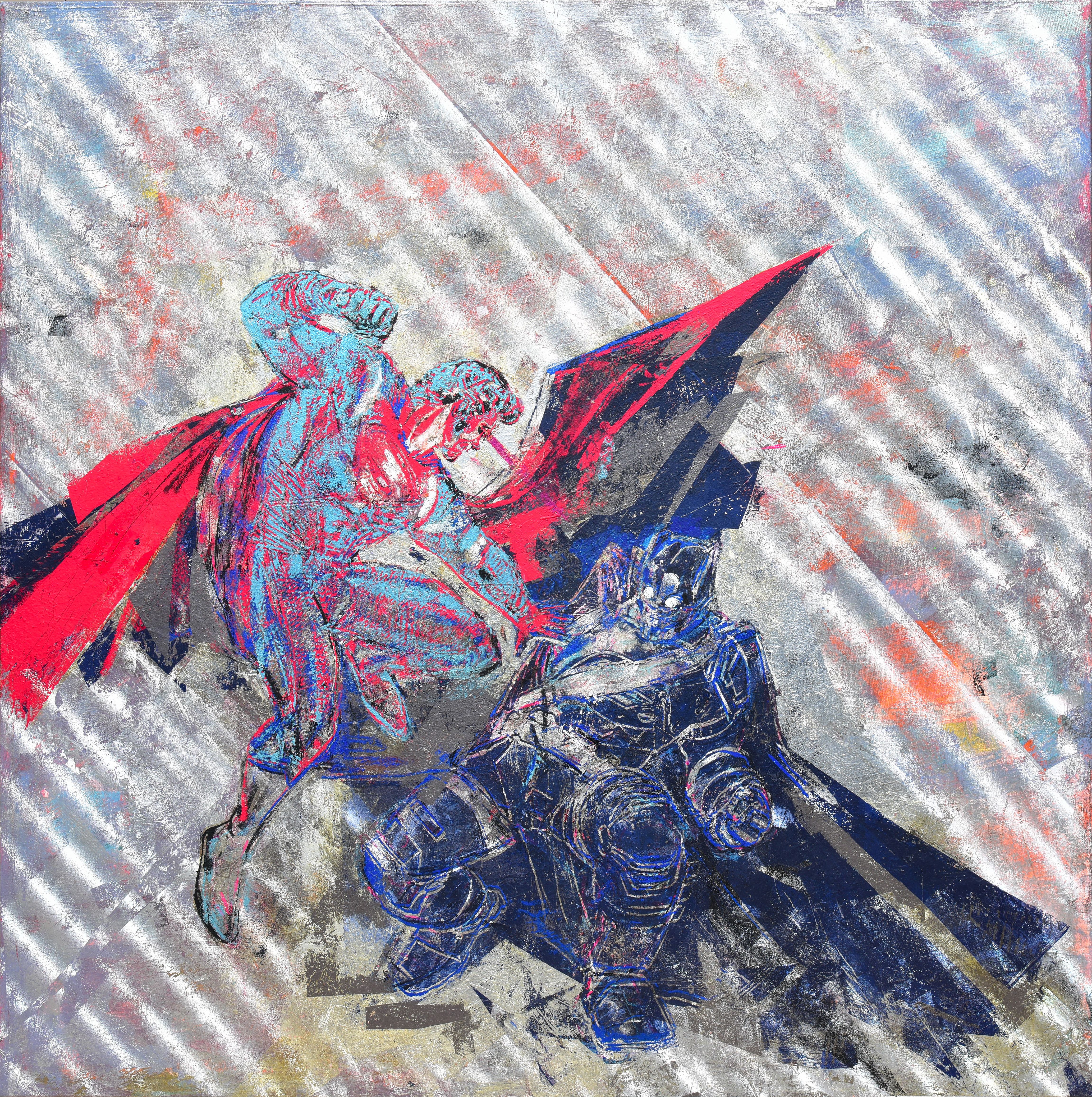 Houben Tcherkelov Superman vs Batman 2016 複合媒材 122x122cm