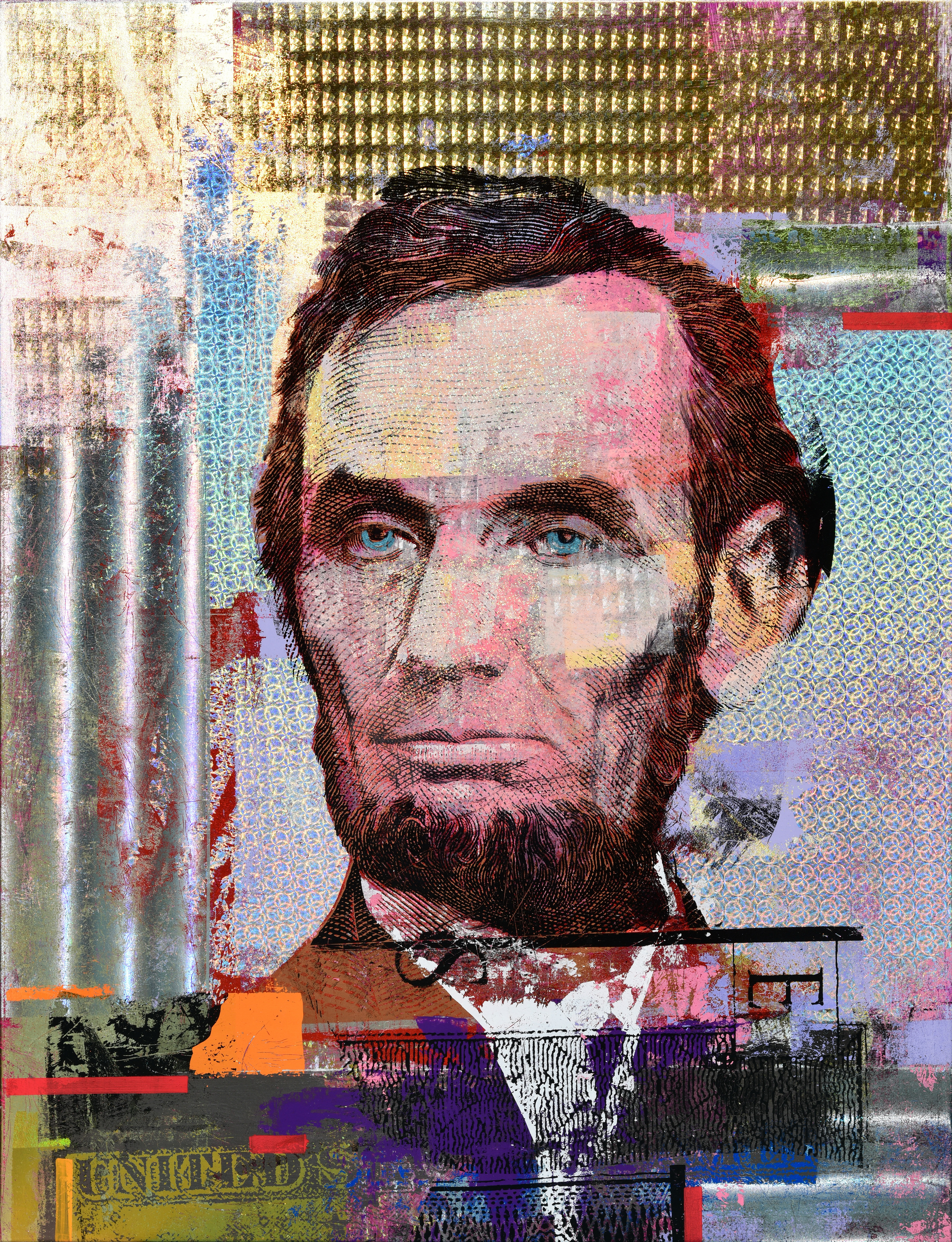 Houben Tcherkelov Abraham Lincoln 5 Dollars 2018 複合媒材 101x76cm