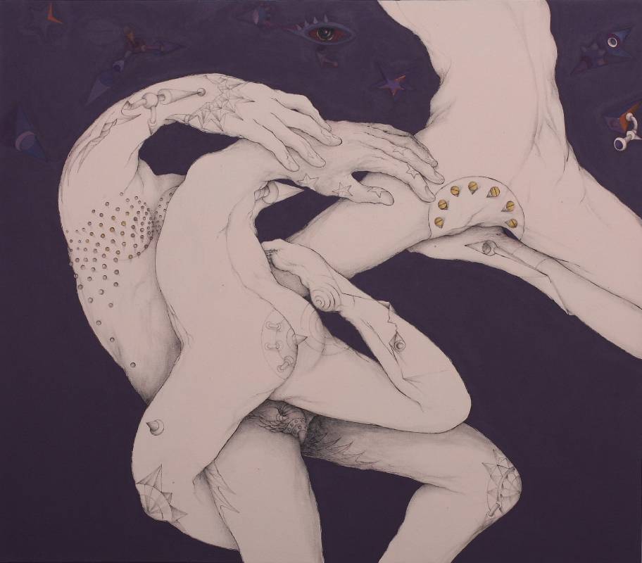 2015，Abdus Salam，《保護 Protection》， 壓克力 畫布，78 x 68 cm。圖/新苑藝術提供