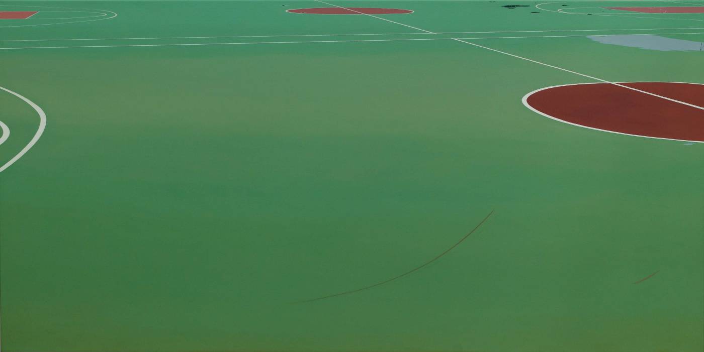 籃球場, 油彩、畫布, 700x1400mm, 2012.
