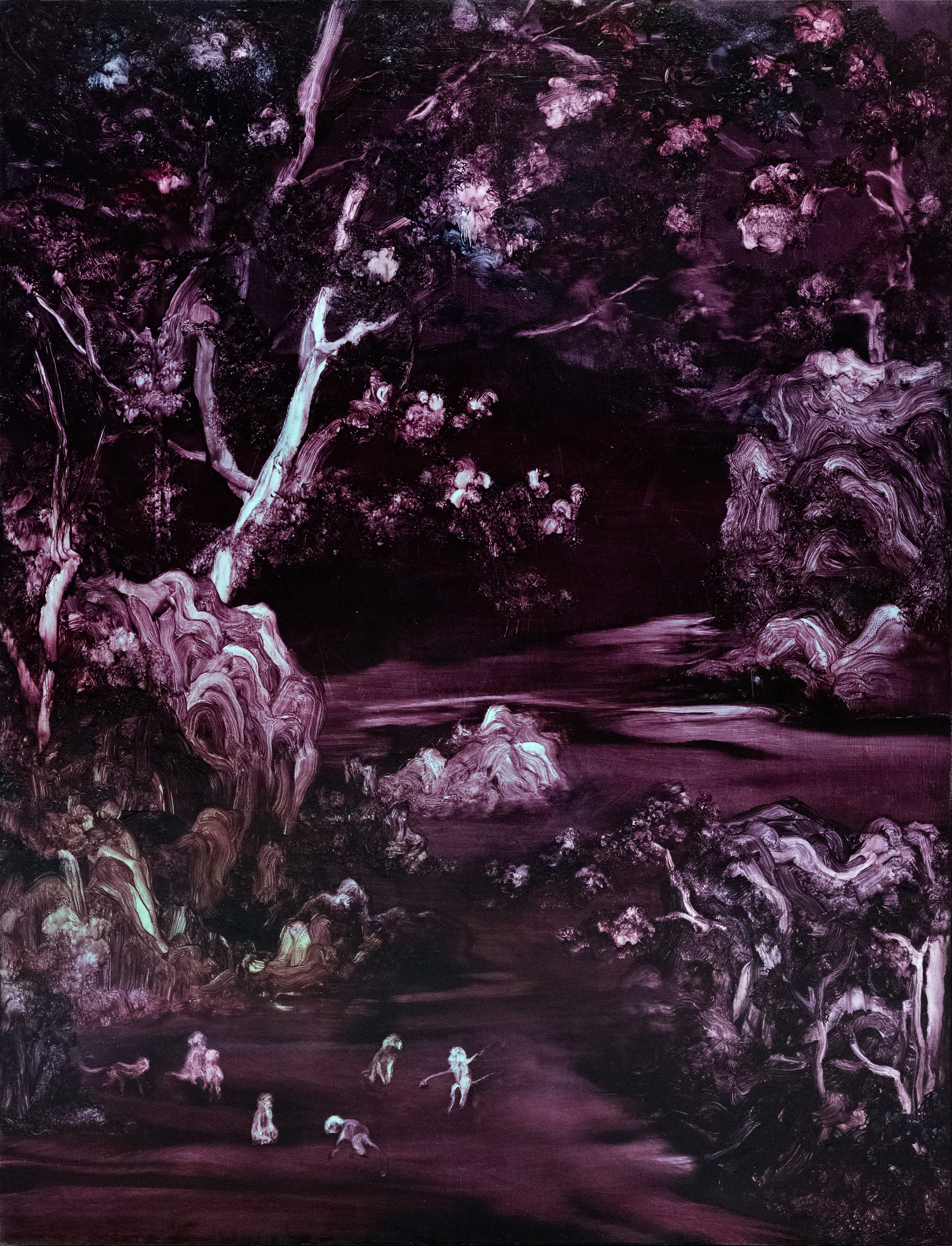 常陵 五花肉系列-肉花鳥 戲肉來閒圖 油彩 130x97cm