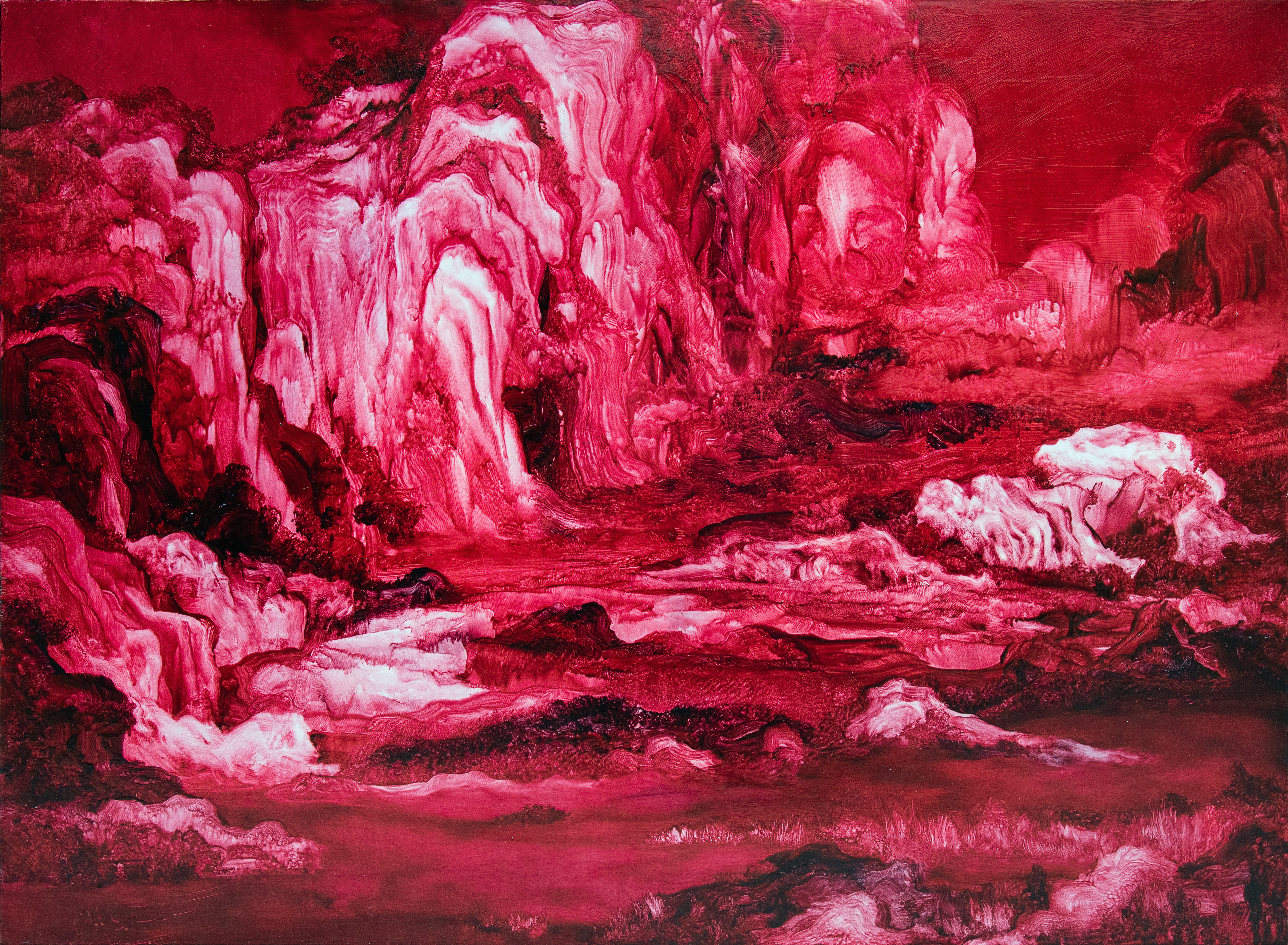 常陵 五花肉系列 -肉山水 田心子園 2020 油彩 97.5x130.3cm