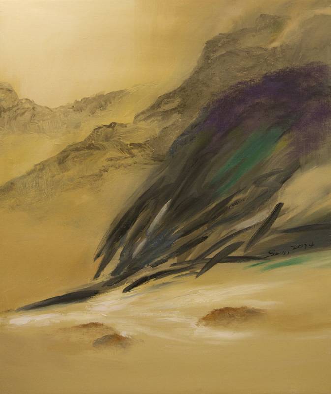 塵三 Chen San / 鯉躍龍門 Carps' Big Splash , 油畫 Oil on canvas , 91x72.5 cm , 2014 