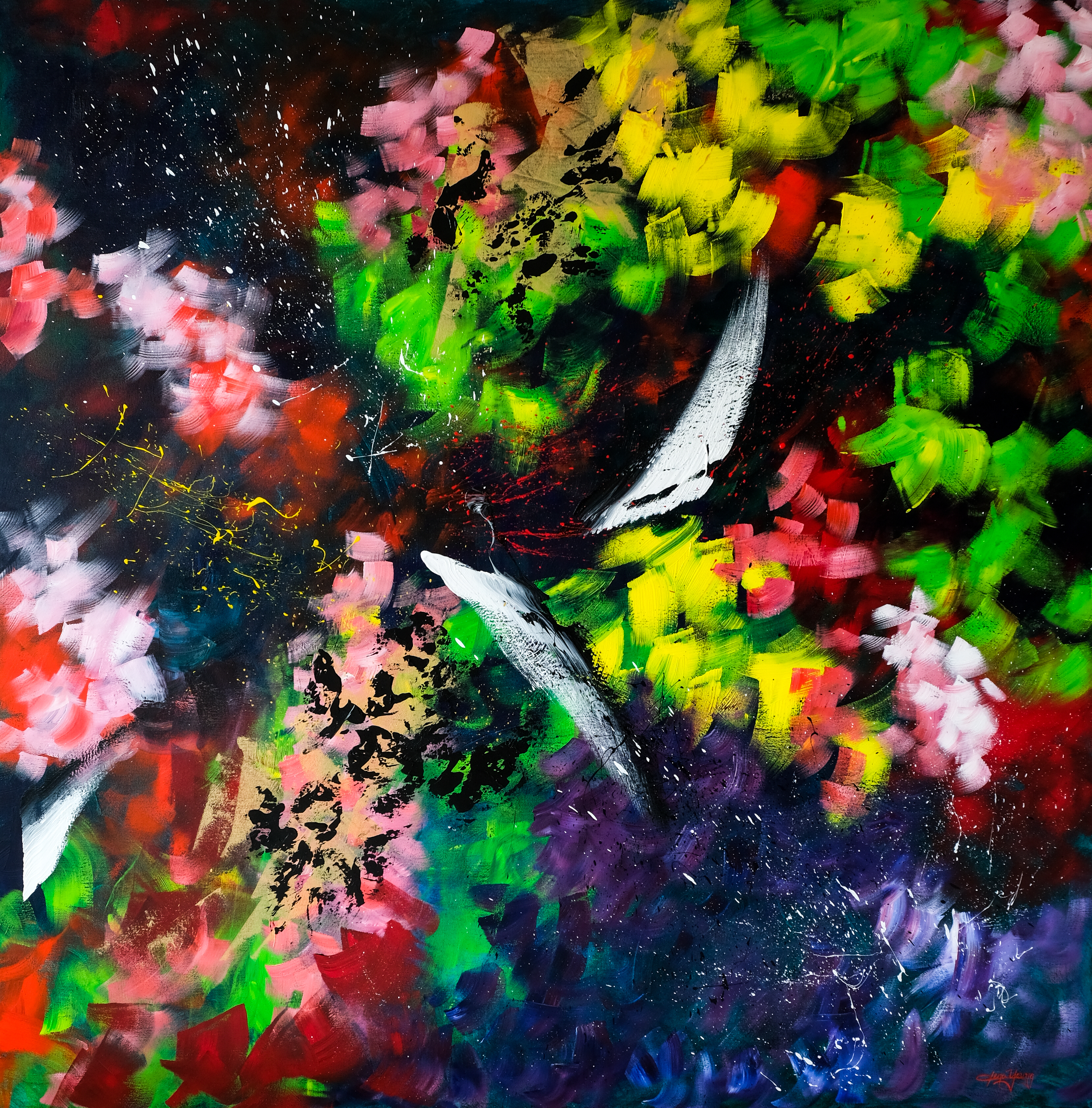 楊元寧 Blossoming into Life 綻放生命 2020 壓克力 152x152cm