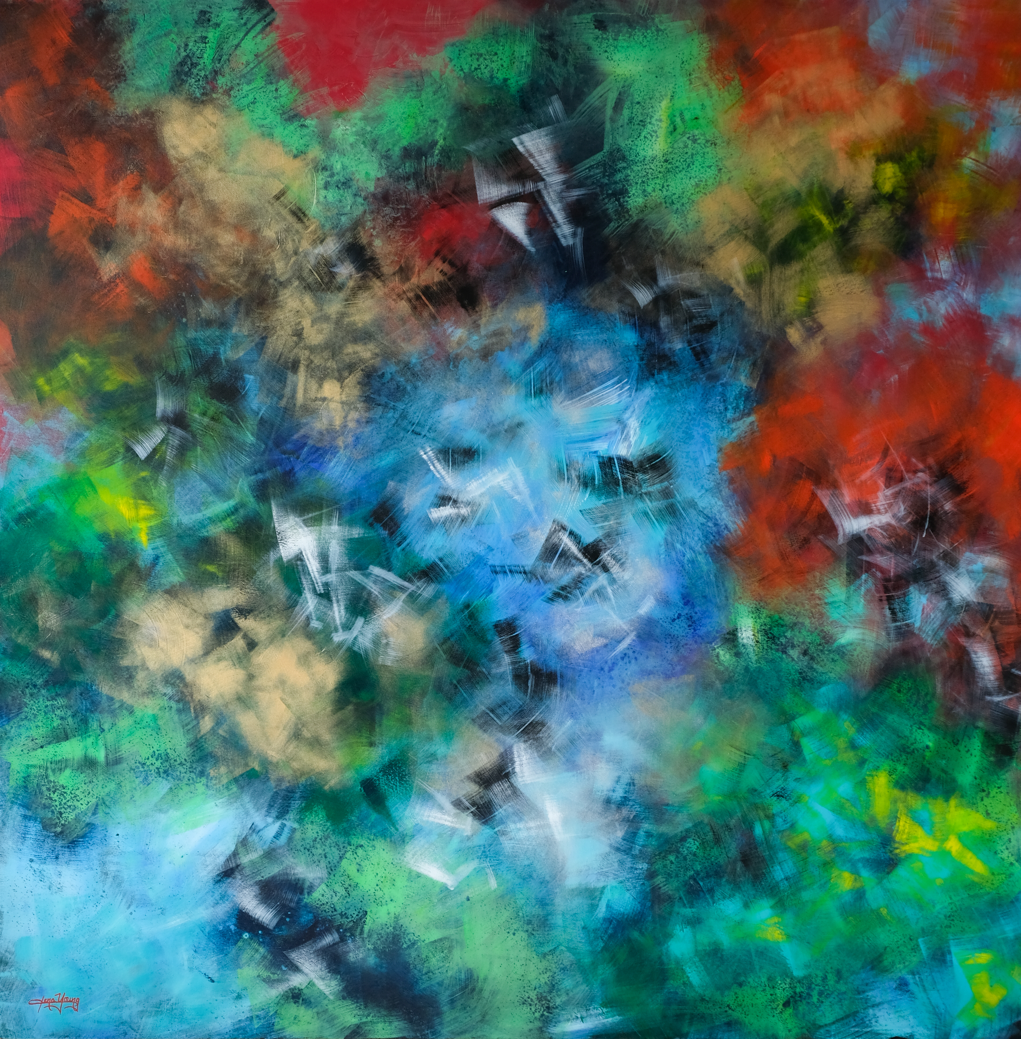 楊元寧 Shattered Reality 粉碎的真實 2020 壓克力 152x152cm