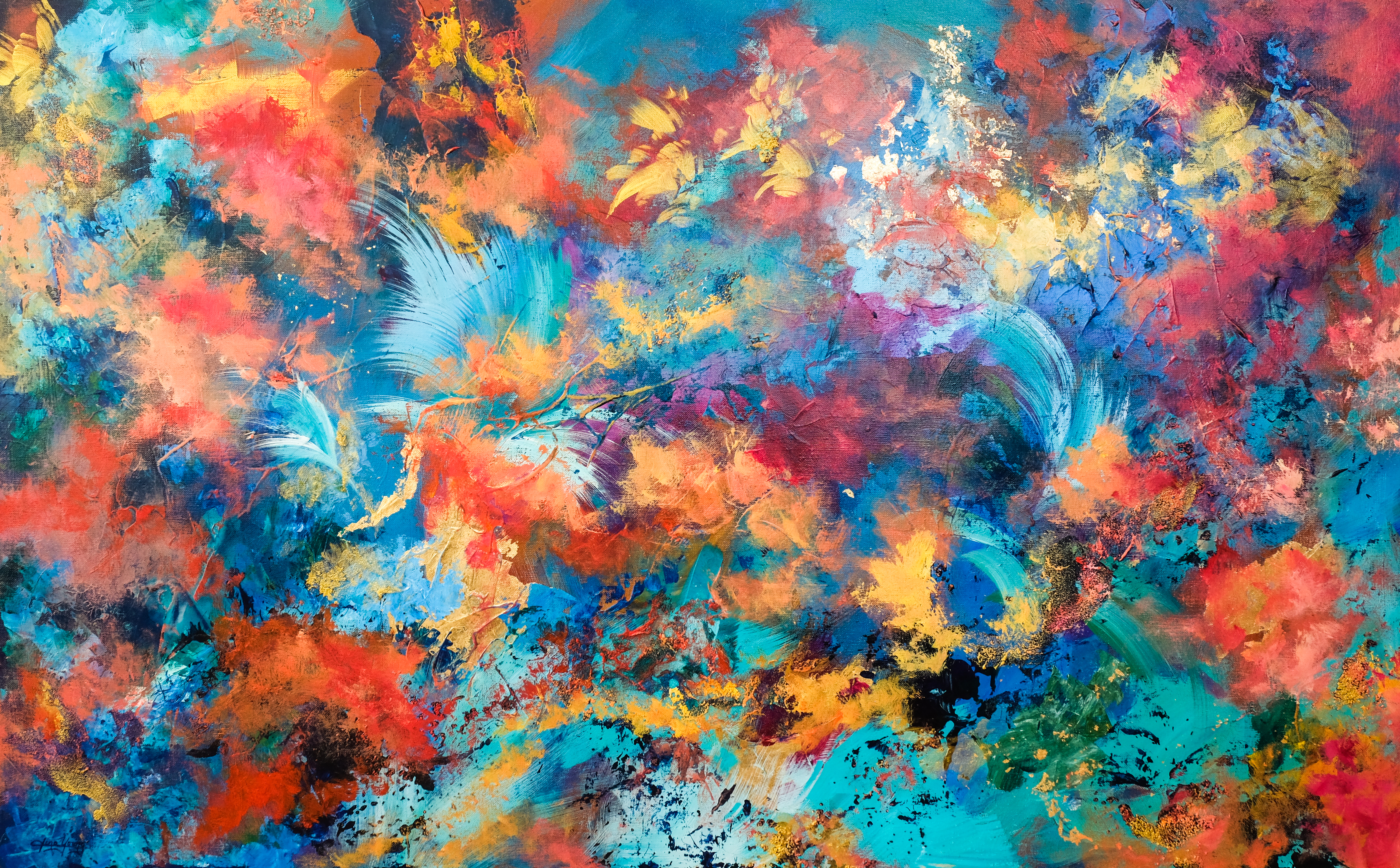 Sparks of Light 光之花火 2018 壓克力、玻璃珠、金箔 76x122cm