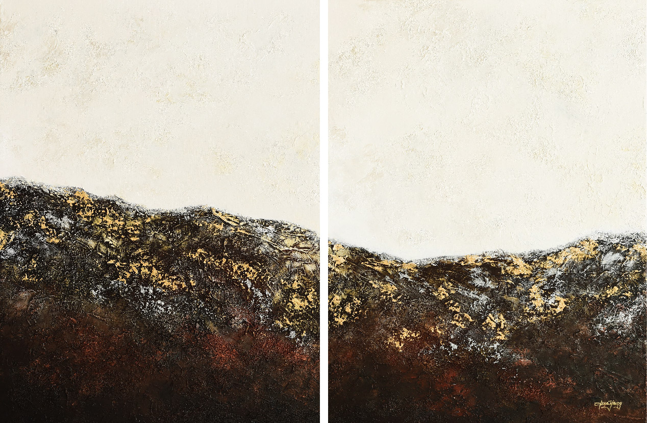 楊元寧 抵達到家 2021 壓克力、沙 122x183cm(雙聯幅)