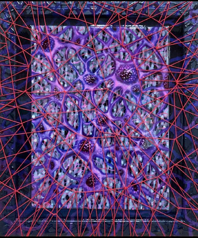 58. 細胞系列58號 -  愛恨交織的神經細胞 2021 油畫&複合媒材 53.0×45.5cm 10F 