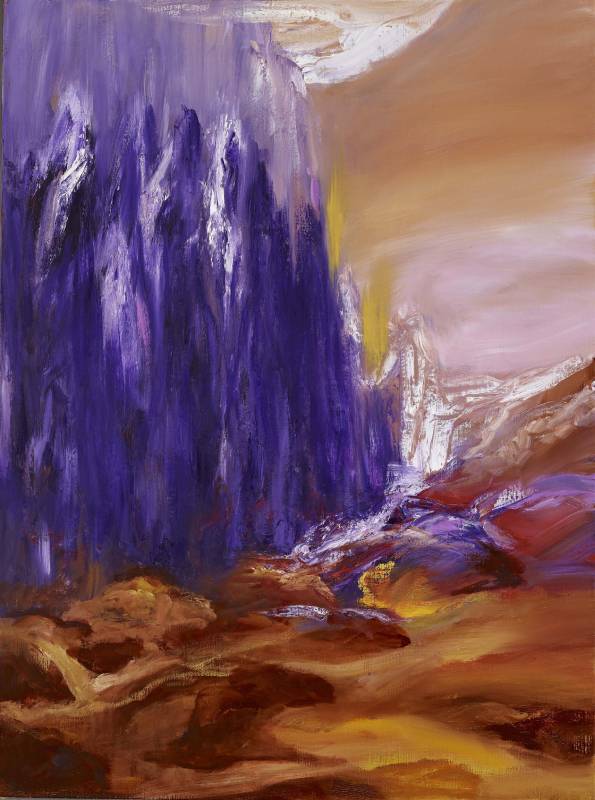 塵三 ChenSan / 崩流	Crashing Water, 油畫 Oil on canvas, 130x97 cm, 2021