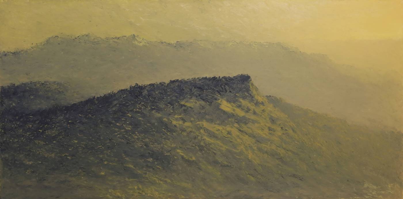 Tung-Jinn Yeh 葉東進_Sound of mountains 山之音_Oil crayon on paper 油彩蠟筆.卡紙_55×110cm_2015 (阿波羅畫廊)