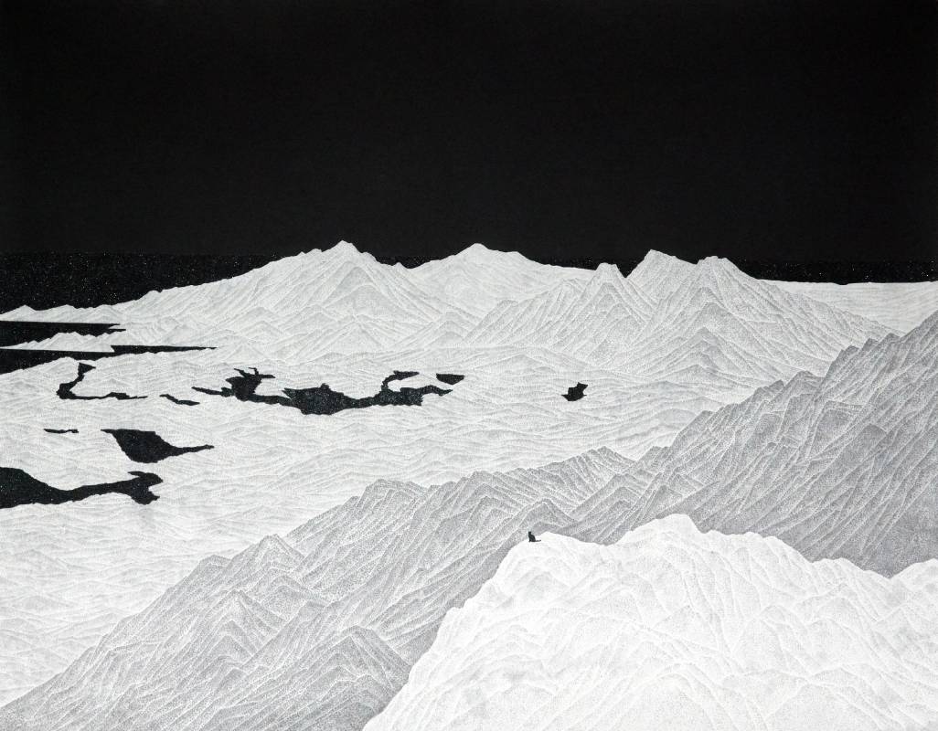 陶綱 Tao Kang / 盼(3) Hope(3), 75x95 cm, 水墨、礦岩、紙本mineral pigments on paper, 2020