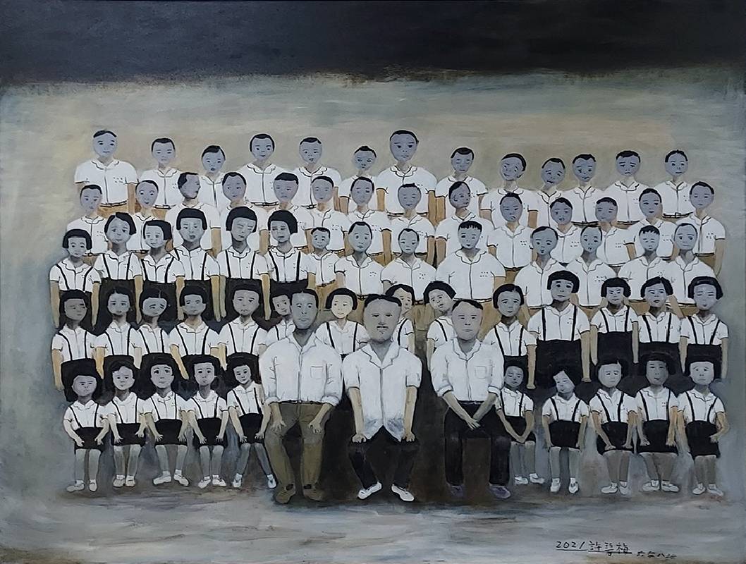《六年八班》, 油彩、畫布, 145×112cm, 2022