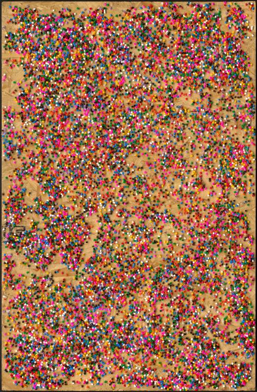 〈PYSSLA Beads 04.07.19〉 103 x 66 cm  2019  膠粒拼貼木板 Beads collage on wood