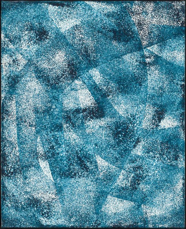 〈Untitled〉 90 x 72.5 cm  複合媒材、畫布（雙連作-藍1） Mixed media on canvas (diptych-blue 1)