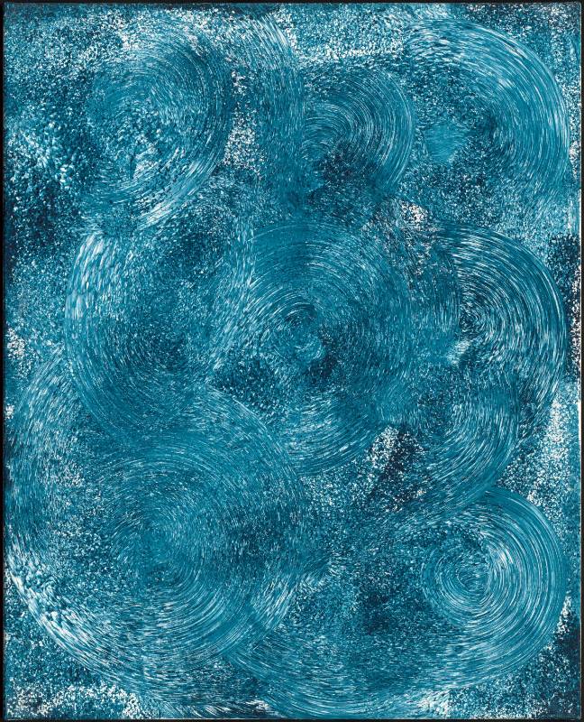 〈Untitled〉 90 x 72.5 cm  複合媒材、畫布（雙連作-藍2） Mixed media on canvas (diptych-blue 2)