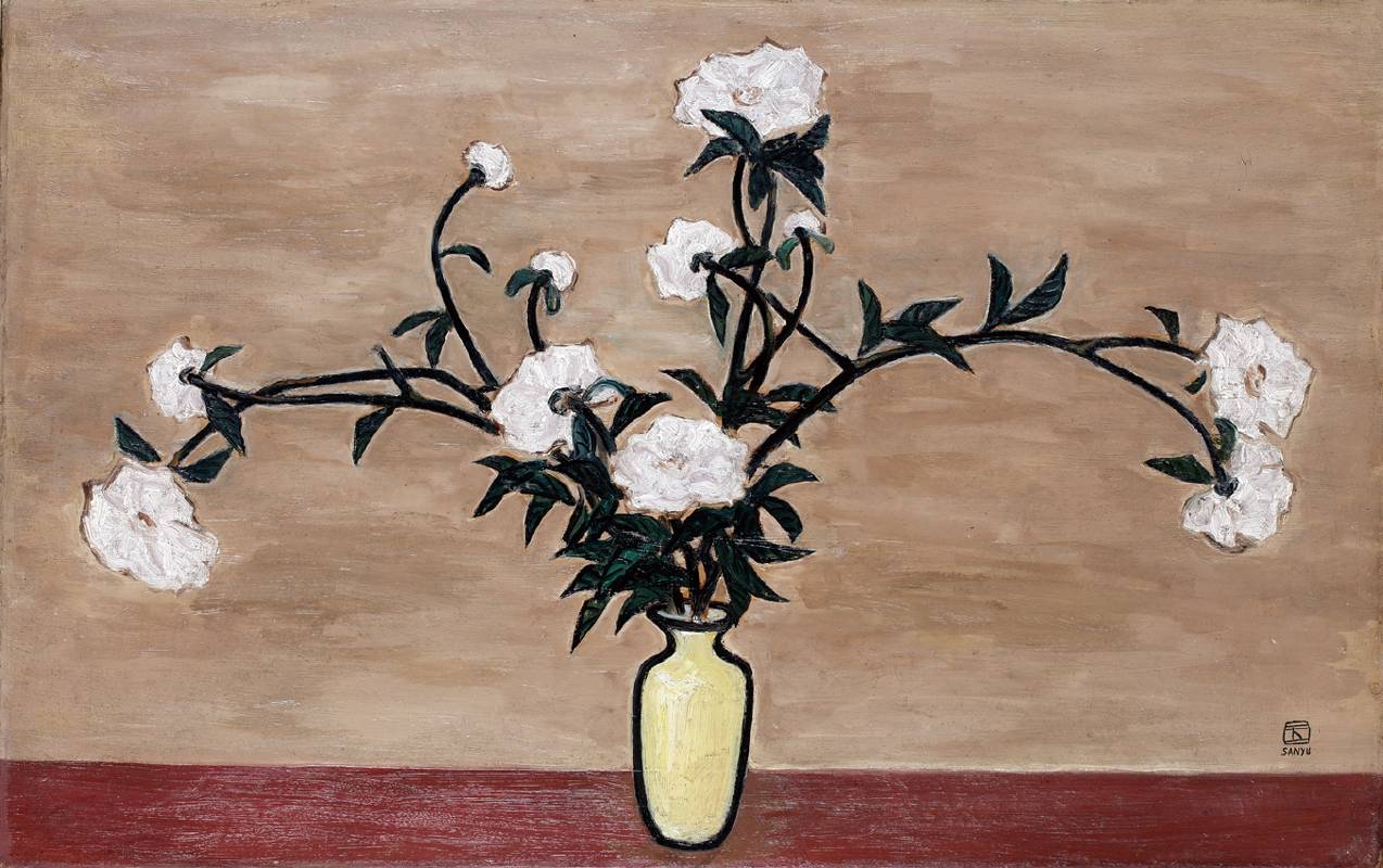 常玉〈黃底瓶花〉油彩畫布  約1930年作  52ｘ82.5cm
