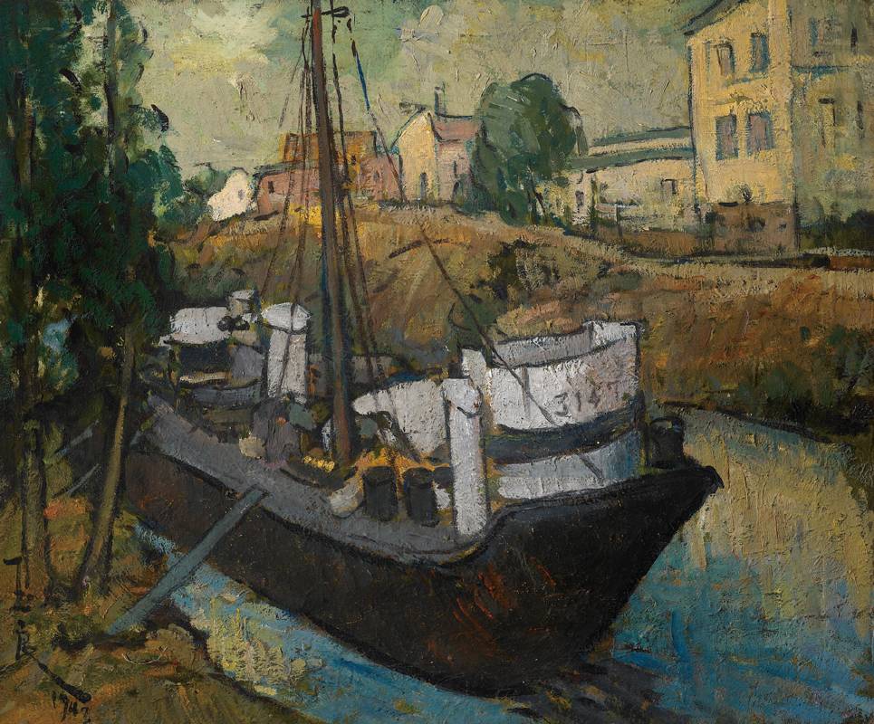 潘玉良〈巴黎船景〉油彩畫布 1943年作 56ｘ67.2cm