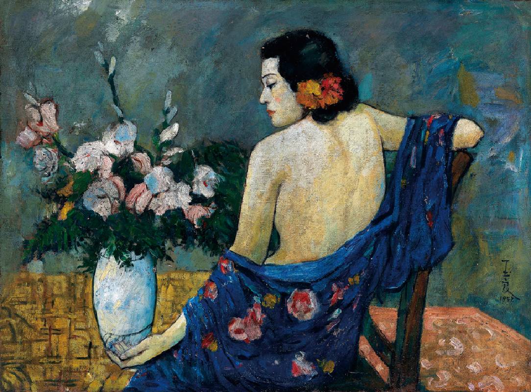潘玉良〈藍衣貴婦〉油彩畫布 1942年作 67x92cm