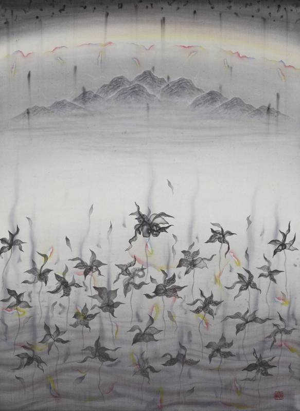 劉信義 Liu Hsin Yi   未知的遠方 Unknown Distance   水墨絹本設色 Colored ink on silk   73x53 cm  2022