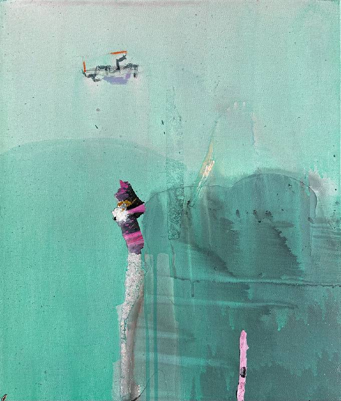林鴻文, 《夢裡的牆外》, 壓克力顏料、油性粉彩, 45x53cm, 2021