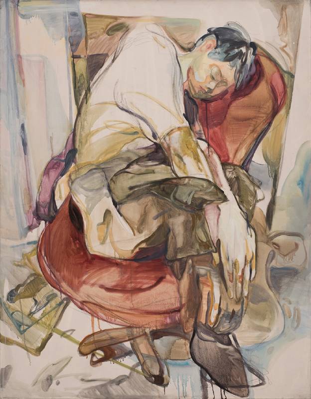 黃少葳，《旋轉椅上的男孩》，油畫、帆布，116.5×91cm，2018