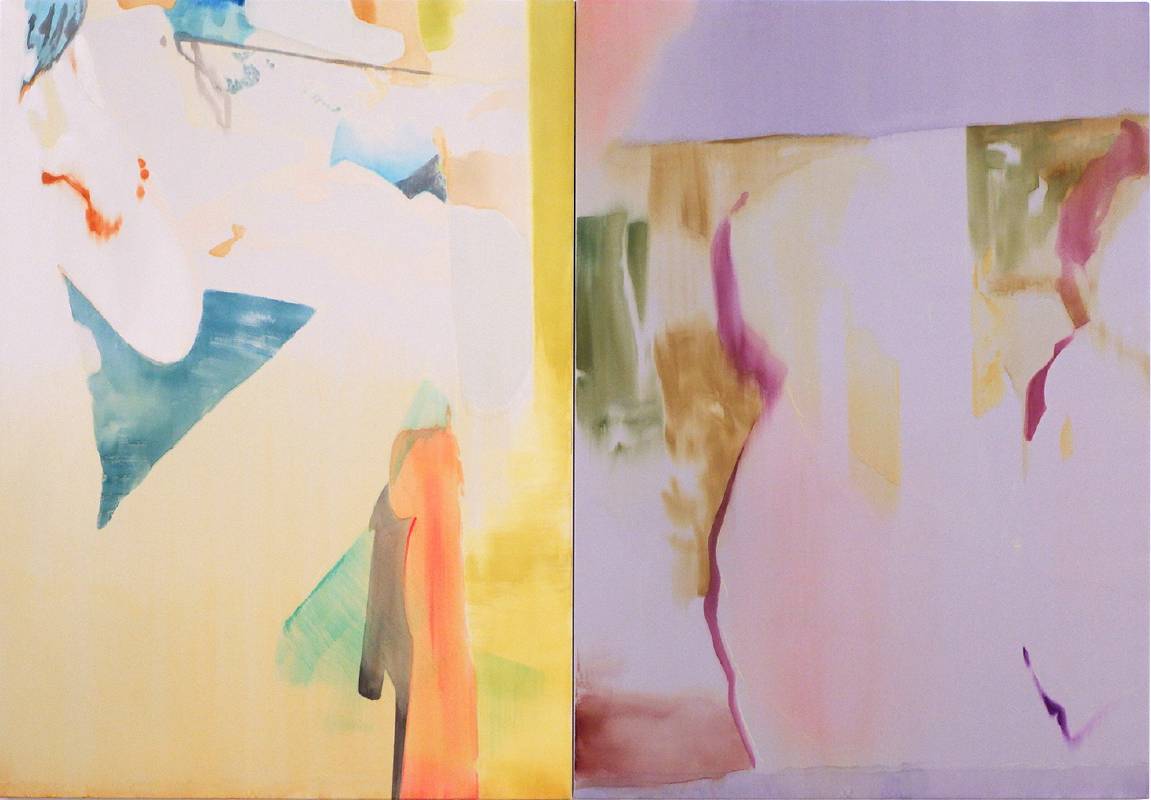 鈴木百合，《悠遠Ⅰ》，水彩，壓克力，緞布，160×230cm ，2020