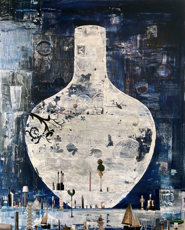劉時棟 Liu Shih-Tung, 後院 Backyard, 複合媒材‧畫布 Mixed media on canvas, 2022, 162x130 cm