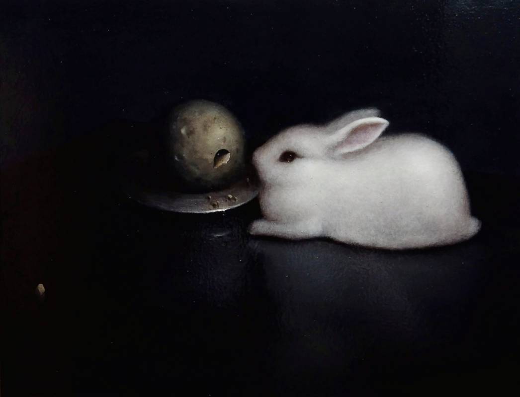 【有秘密的兔子與月球】郭俊佑｜41x53cm｜油彩、畫布｜2022