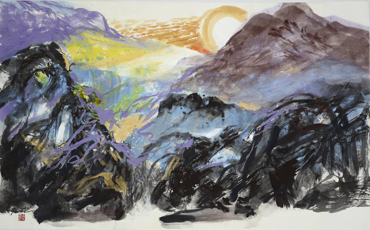 塵三 / 向孟克致敬A Tribute to Edvard Munch, 水墨、複合媒材Mixed media on paper, 91x148 cm, 2022