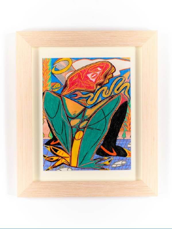 Shohei Takasaki, 無題（2021年10月5日）Untitled (October 5, 2021), 2021, 紙本色鉛筆 colored pencil on paper, 36.5 x 28.5 cm, 裝裱後尺寸 51.8 x 44 x 2.9 cm framed, photo by Arito Nishiki