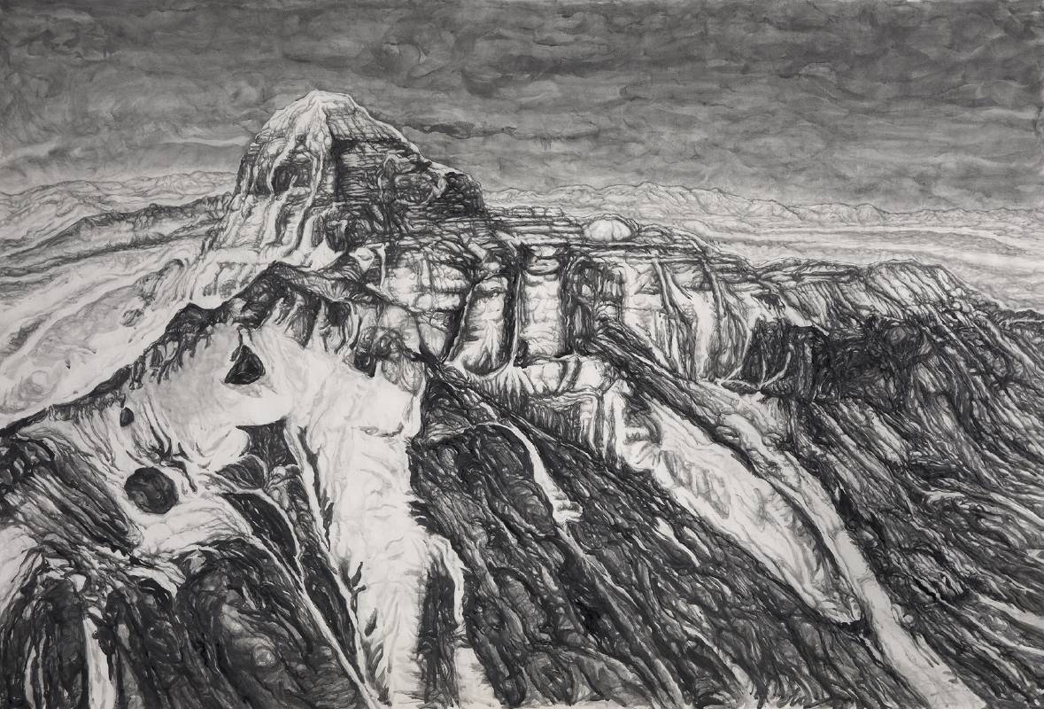 石晉華   《須彌山》  2022 紙、鉛筆、石墨、墨 114 x 167 cm